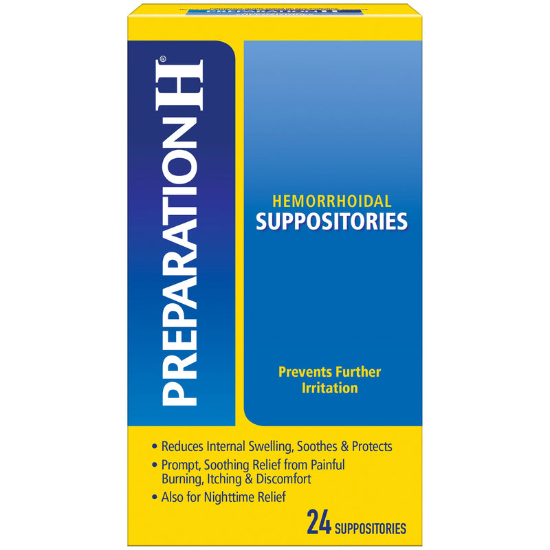 HEMORRHOID RELIEF PREPARATION H® RECTAL SUPPOSITORY 24 PER BOX, SOLD AS 24/BOX, GLAXO 00573288320