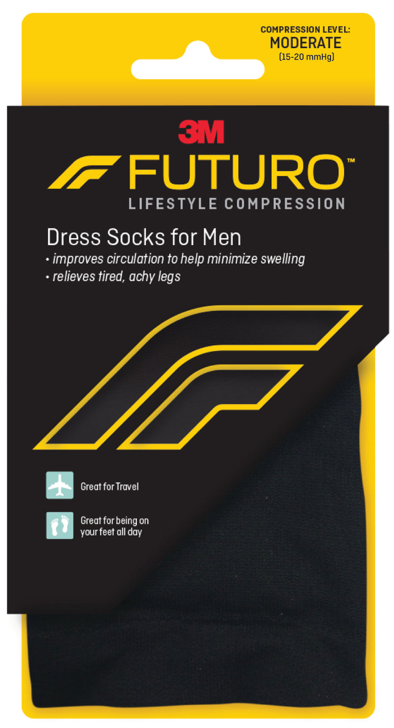 3M™ Futuro™ Lifestyle Compression Firm Dress Socks For Men, Black, Medium, Sold As 12/Box 3M 71038En