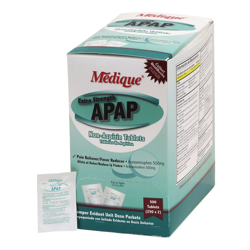 Apap Acetaminophen Pain Relief, Sold As 500/Box Medique 17513