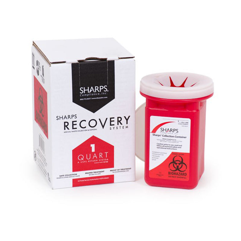 Sharps Recovery System™ Mailback Sharps Collector, 1 Quart, 4½ X 4½ X 7 Inch, Sold As 12/Case Sharps 10100-012