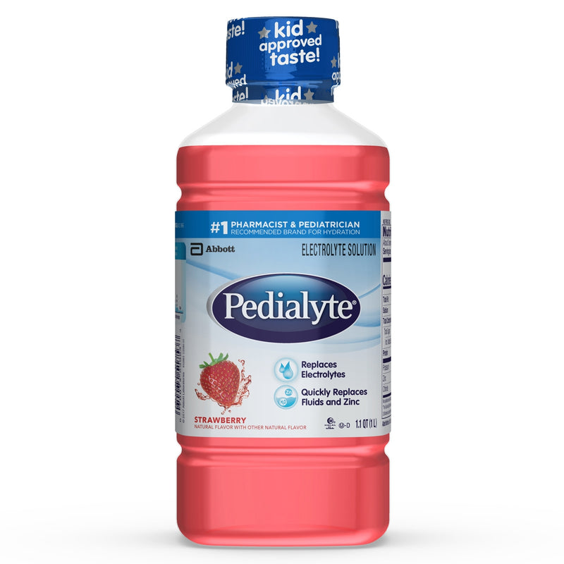 Pedialyte® Strawberry Electrolyte Solution, 1 Liter, Sold As 8/Case Abbott 53983