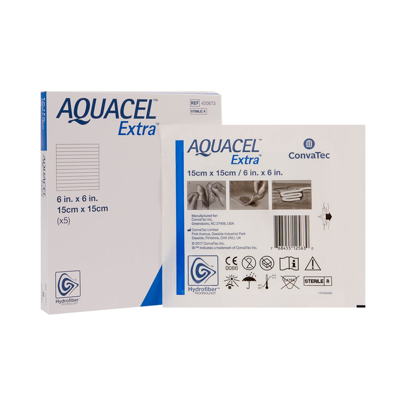 Aquacel® Extra™ Hydrofiber Dressing, 6 X 6 Inch, Sold As 5/Box Convatec 420673