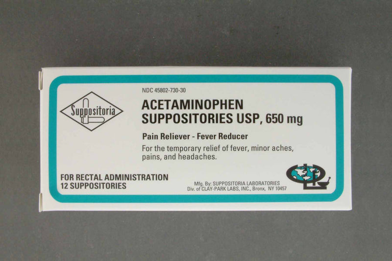 Suppositoria Acetaminophen Pain Relief Rectal Suppositories, Sold As 12/Box Clay 45802073030