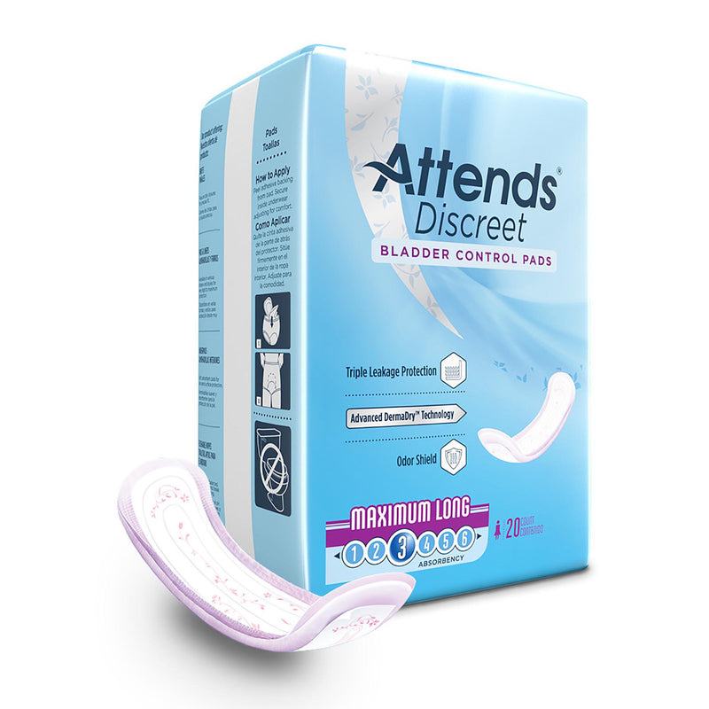 Attends® Discreet Women'S Maximum Long Bladder Control Pad, 14½-Inch Length, Sold As 20/Bag Attends Adpmal