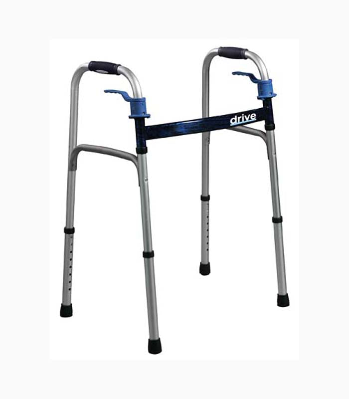 Drive™ Deluxe Aluminum Dual Release Folding Walker With Wheels, 26 – 33½ Inch Height, Sold As 1/Each Drive 10227-4
