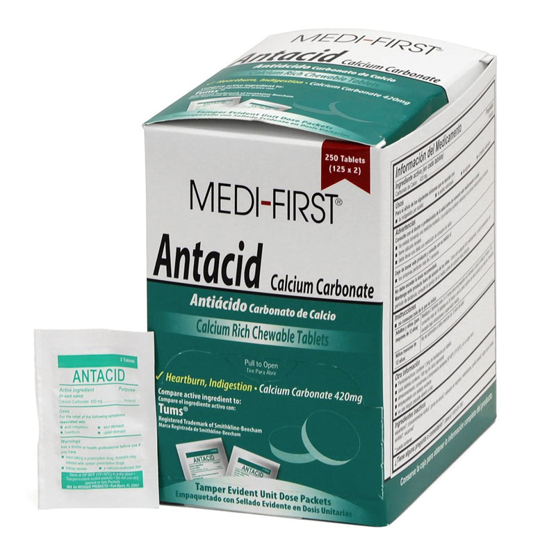 Medi-First® Calcium Carbonate Antacid, Sold As 125/Box Medique 80248