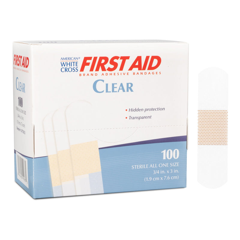 American® White Cross First Aid® Clear Adhesive Strip, 4 X 3 Inch, Sold As 100/Box Dukal 1475033