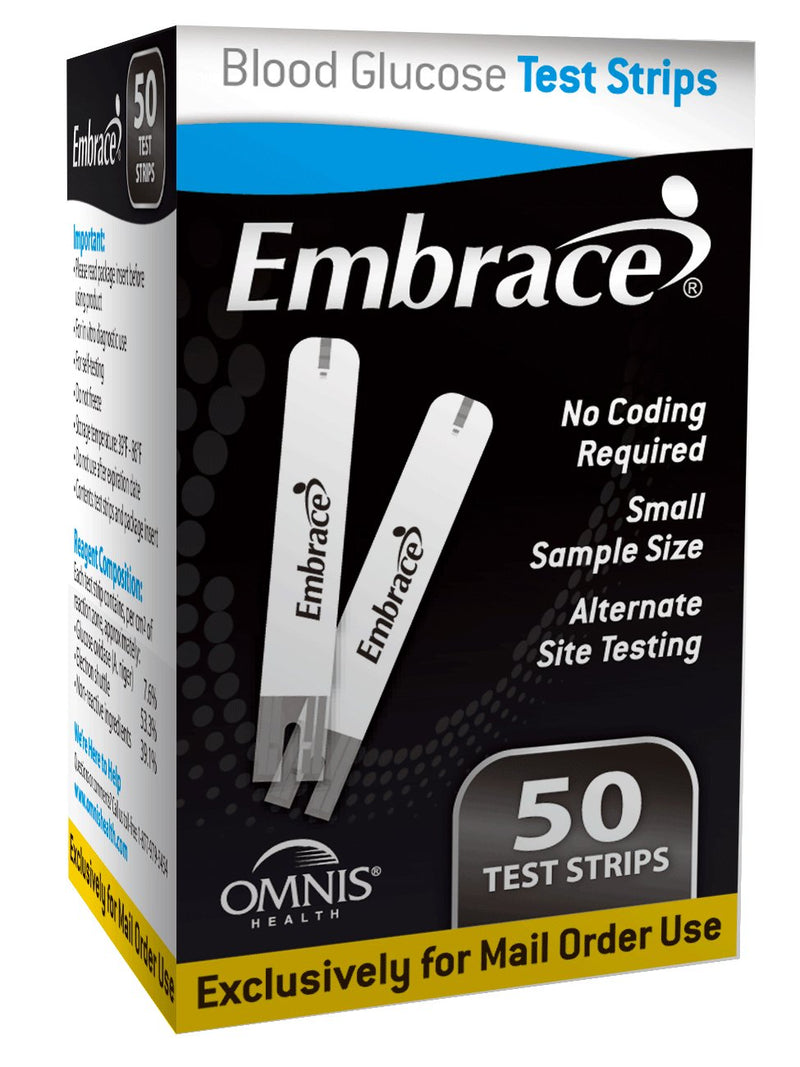 Test Strip, Bld Gluc Embrace Mail Order (50/Vl 100, Sold As 100/Vial Omnis Apx02Ab0202Mo