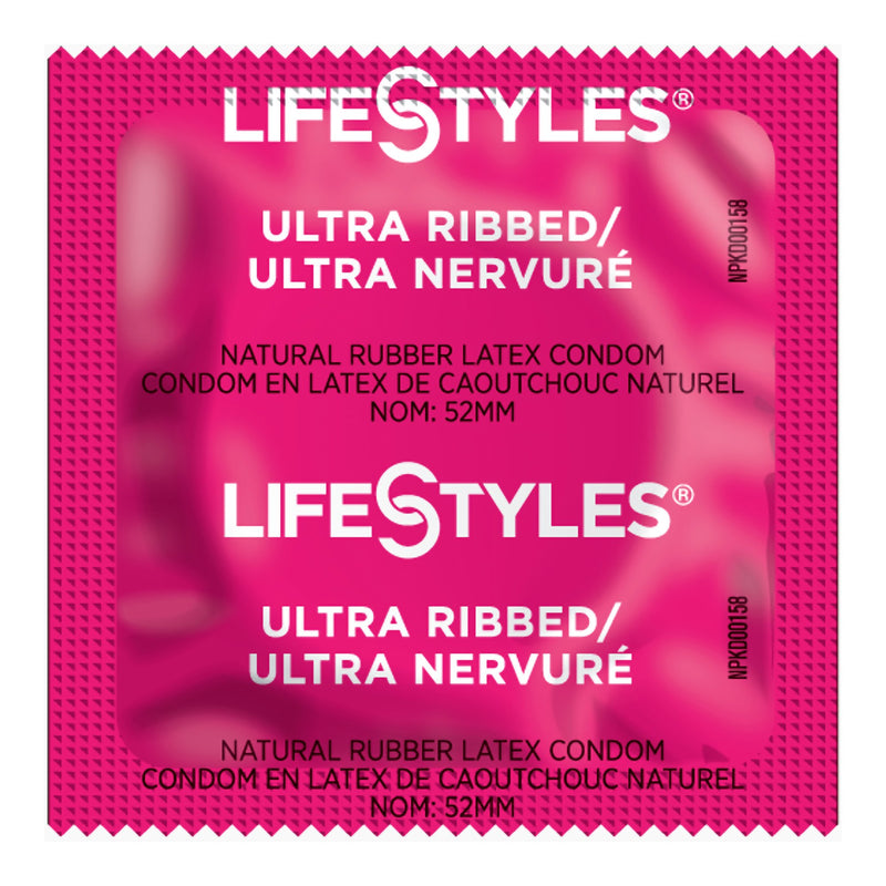 Lifestyles® Ultra Ribbed Latex Condom, Sold As 1/Case Sxwell 310156