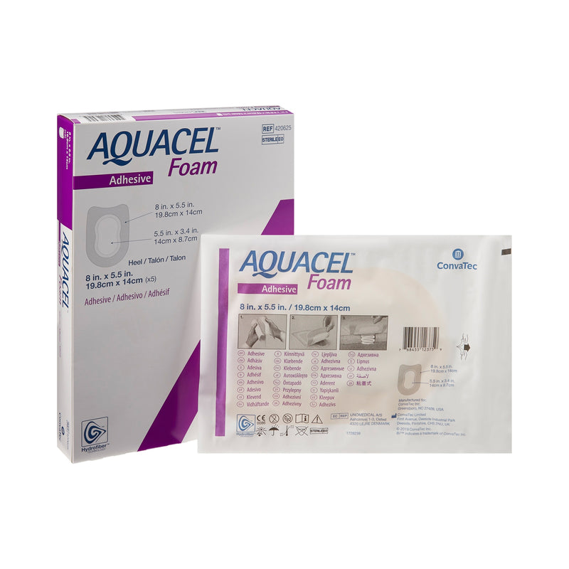 Aquacel® Silicone Adhesive With Border Silicone Foam Dressing, 5½ X 8 Inch, Sold As 5/Box Convatec 420625