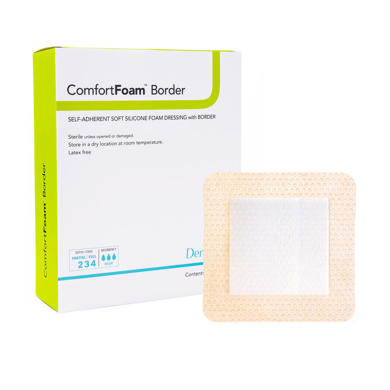 Comfortfoam™ Border Silicone Adhesive With Border Silicone Foam Dressing, 5 X 8 Inch, Sold As 1/Each Dermarite 43580