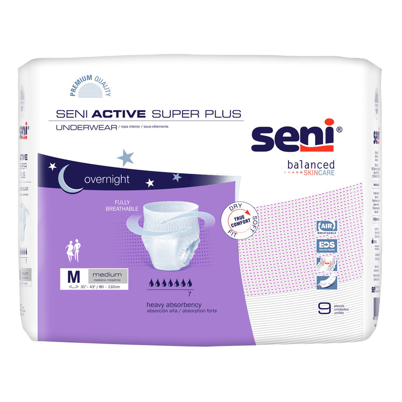 Seni® Active Super Plus Heavy Absorbent Underwear, Medium, Sold As 36/Case Tzmo S-Me09-Ap1