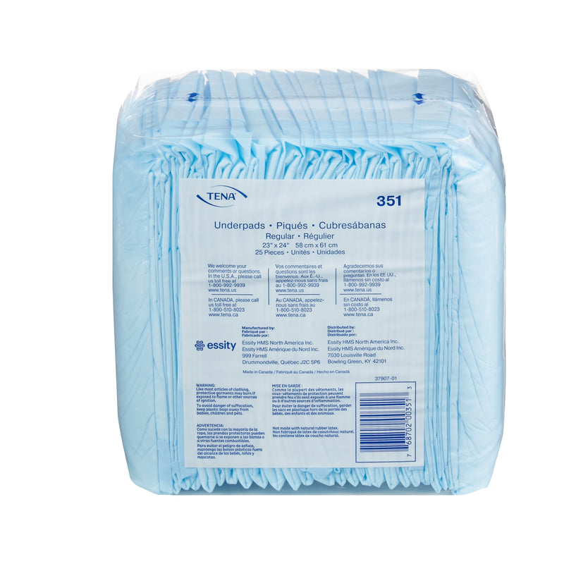 Tena Regular Underpads, Light Absorbency, Blue, Disposable, Latex-Free, 23 X 24 Inch, Sold As 200/Case Essity 351