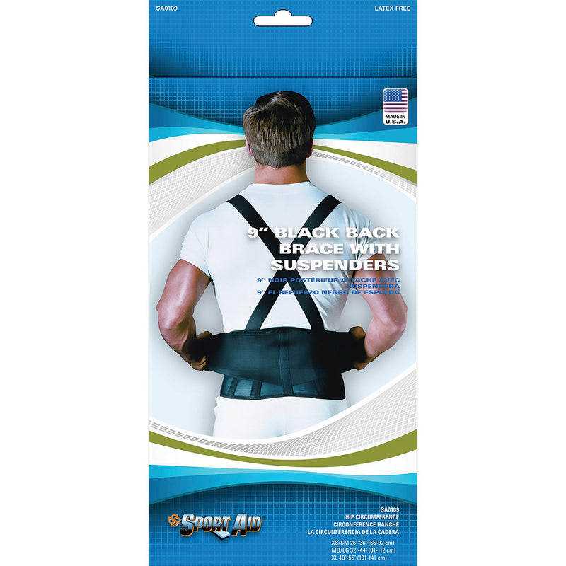 Sport-Aid™ Worker Back Support With Suspenders, Medium / Large, Sold As 1/Each Scott Sa0109 Bla M/L