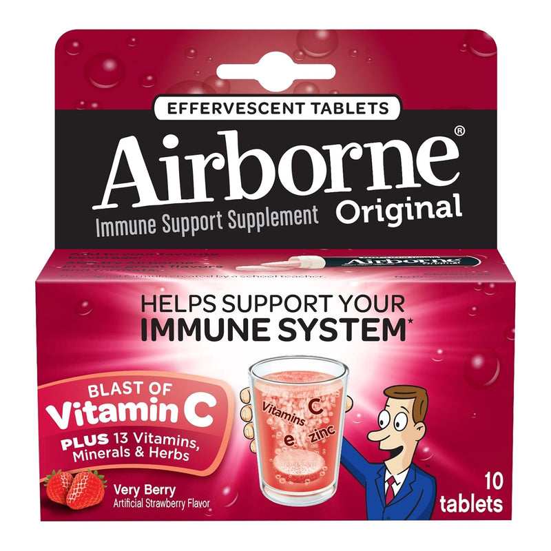 Airborne® Original Immune Support Supplement Effervescent Tablets, Very Berry Artificial Strawberry Flavor, Sold As 1/Box Reckitt 64786510094