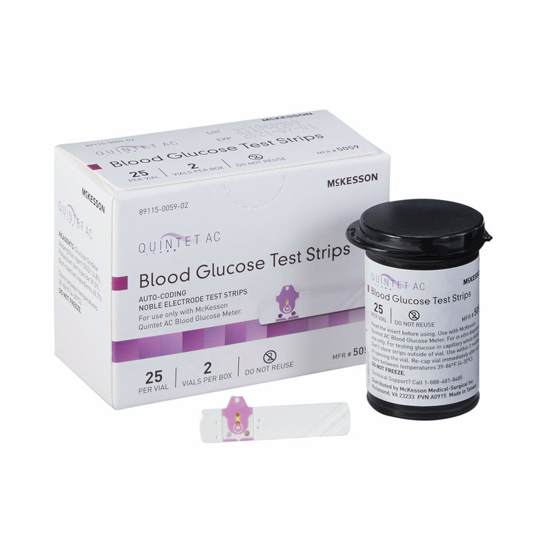 Quintet Ac® Blood Glucose Test Strips, Sold As 20/Case Mckesson 5059