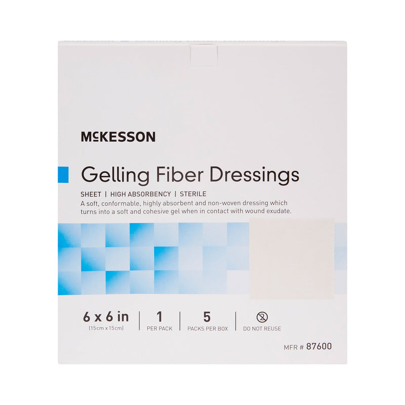 ABSORBENT GELLING FIBER DRESSING MCKESSON CARBOXYMETHYL CELLULOSE (CMC) 6 X 6 INCH, SOLD AS 50/CASE, MCKESSON 87600