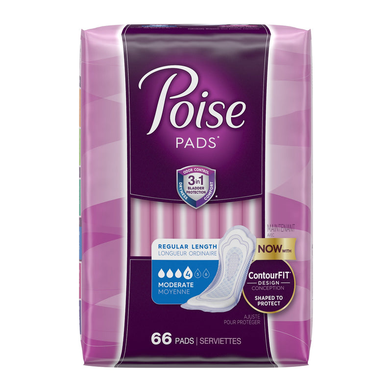 Poise® Moderate Bladder Control Pad, Regular Length, Sold As 66/Pack Kimberly 47357