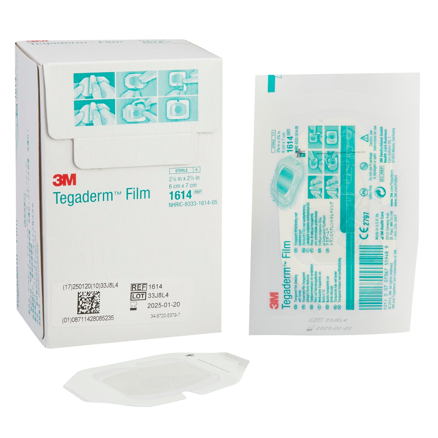 3M™ Tegaderm™ Rectangular Transparent Sterile Film Dressing, 2-3/8 X 2-3/4 Inch, Sold As 100/Box 3M 1614