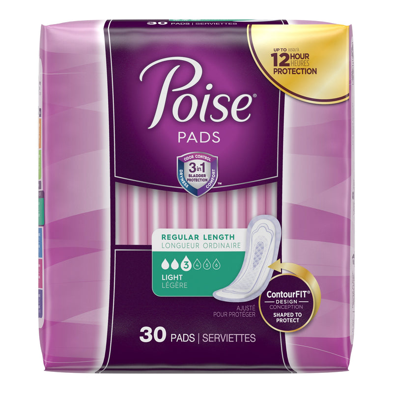 Poise Bladder Control Pads, Light Absorbency, Regular Length, Sold As 30/Pack Kimberly 51668