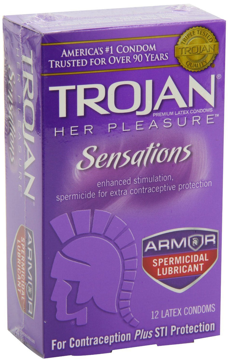 Trojan® Her Pleasure® Latex Condom, Lubricated, Sold As 1/Box Church 02260097352