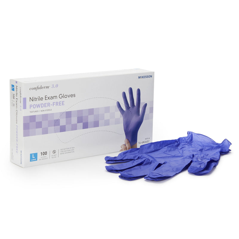 Mckesson Confiderm® 3.0 Nitrile Exam Glove, Large, Blue, Sold As 100/Box Mckesson 14-6N36Ec