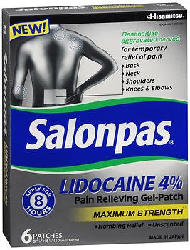 Salonpas® Lidocaine Topical Pain Relief Patch, Sold As 6/Box Emerson 46581083006