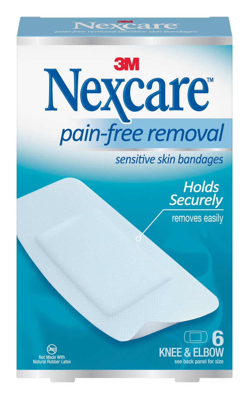 Nexcare™ Sensitive Skin Knee / Elbow White Adhesive Strip, 1-1/8 X 5 - 15/16 Inch / 2-1/4 X 10 - 7/8 Inch / 3 X 5-7/8 Inch, Sold As 6/Pack 3M Ssb-06