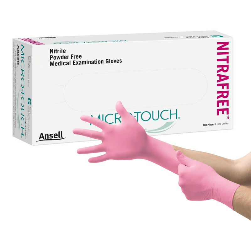 Micro-Touch® Nitrafree™ Nitrile Exam Glove, Small, Pink, Sold As 1/Box Ansell 6034511
