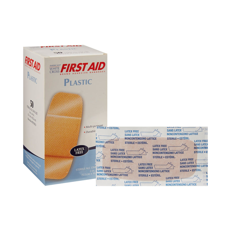 American® White Cross First Aid Adhesive Strip, 2 X 4 Inch, Sold As 50/Box Dukal 1070033