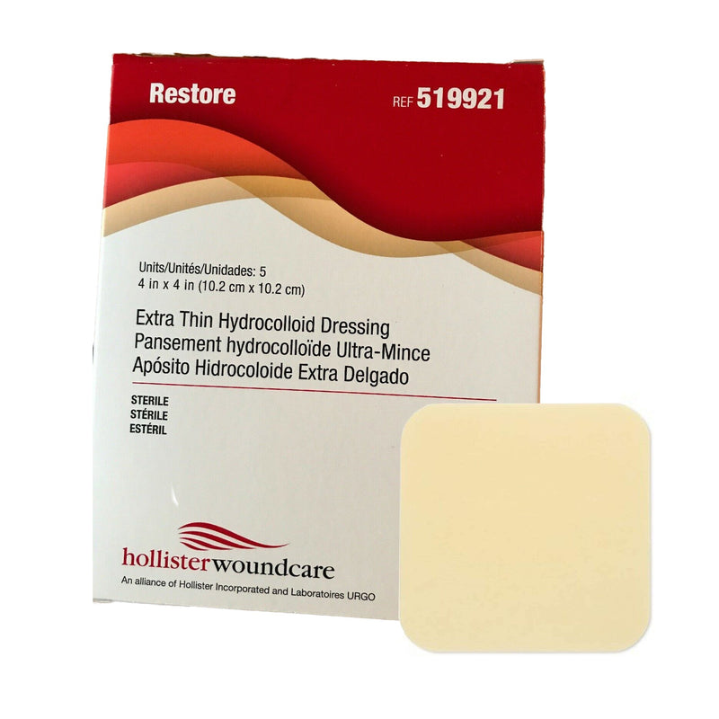 Restore™ Extra Thin Hydrocolloid Dressing, 4 X 4 Inch, Sold As 1/Each Hollister 519921