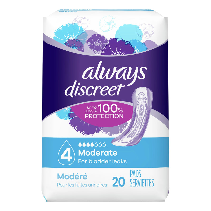 Always® Discreet Bladder Control Pad, Moderate, Sold As 20/Pack Procter 00037000904335