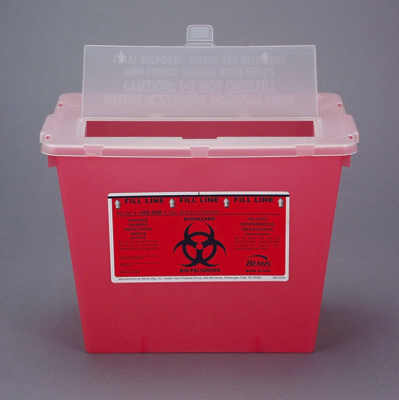 Bemis™ Sentinel Sharps Container, 2 Gallon, 8-5/8 X 11-5/8 X 7-3/4 Inch, Sold As 30/Case Bemis 102 030