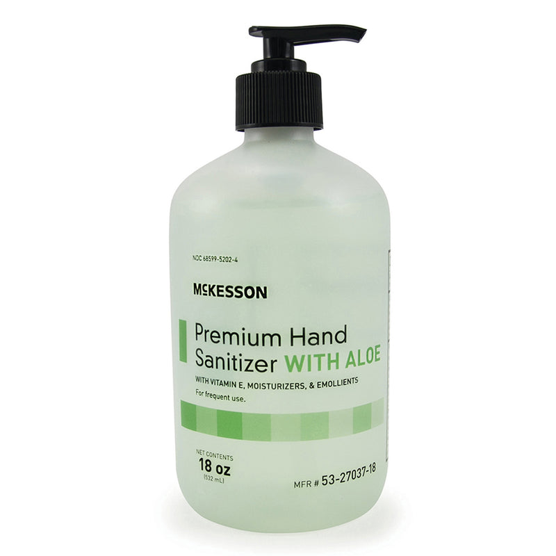 Mckesson Premium Hand Sanitizer With Aloe, 18 Oz, Gel, Pump Bottle, Sold As 12/Case Mckesson 53-27037-18