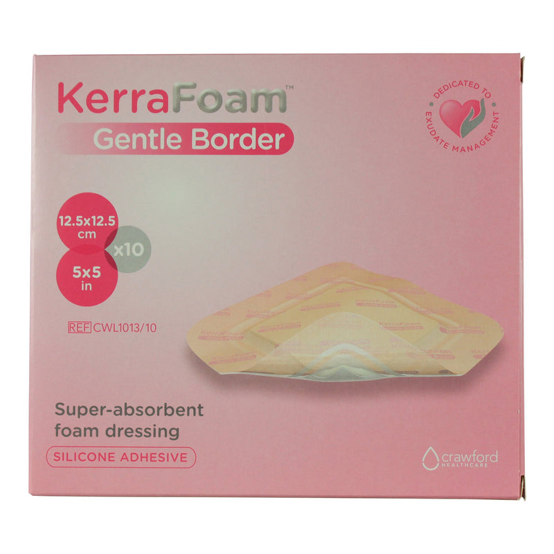 Kerrafoam™ Gentle Border Silicone Foam Dressing, 5 X 5 Inch, Sold As 10/Carton 3M Cwl1013