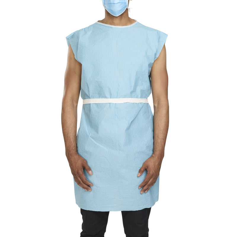 PATIENT EXAM GOWN MCKESSON ONE SIZE FITS MOST BLUE DISPOSABLE, SOLD AS 50/CASE, MCKESSON 18-838