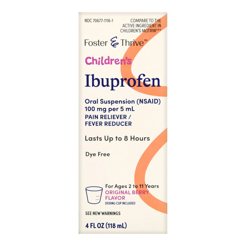 Foster & Thrive™ Children'S Dye Free Ibuprofen Oral Suspension, Sold As 1/Each Mckesson 70677111601