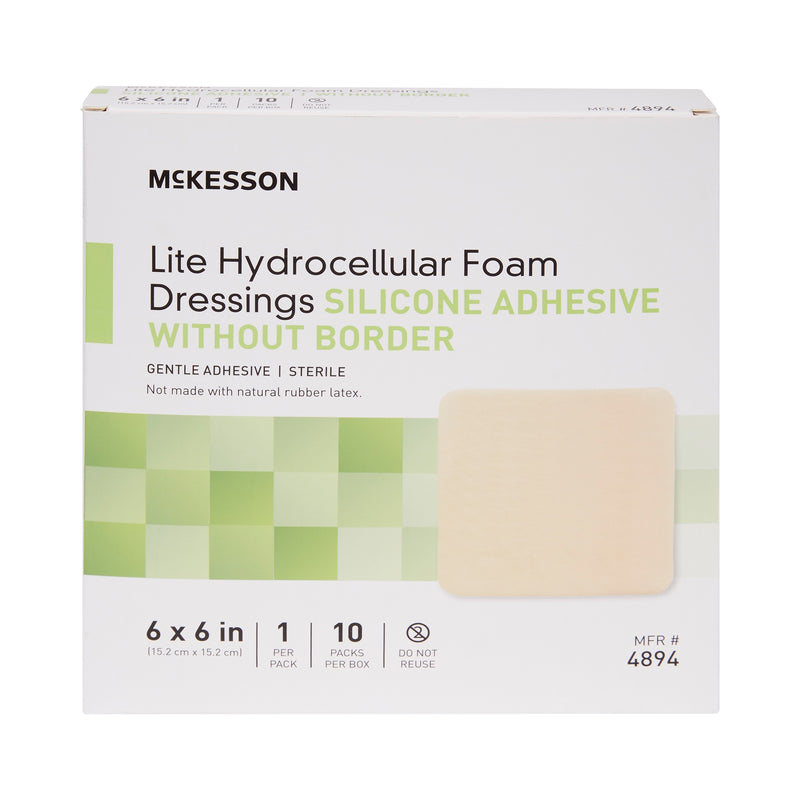 Mckesson Lite Silicone Gel Adhesive Without Border Thin Silicone Foam Dressing, 6 X 6 Inch, Sold As 1/Each Mckesson 4894