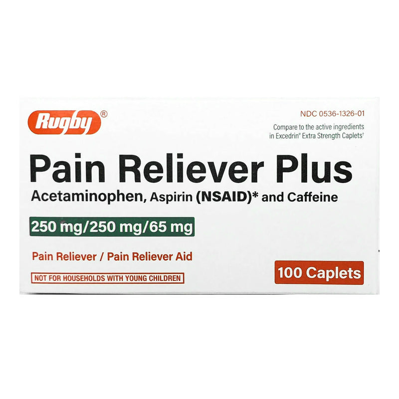Rugby® Acetaminophen / Aspirin Pain Reliever Plus, Sold As 1/Bottle Major 00536132601