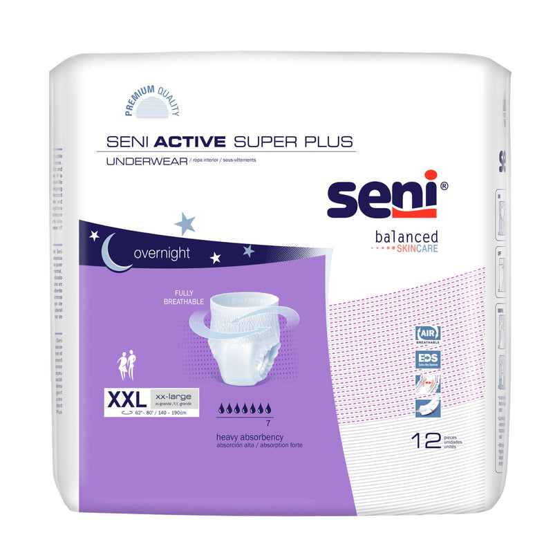 Seni® Active Super Plus Absorbent Underwear, 2X-Large, Sold As 12/Pack Tzmo S-2X12-Ap1