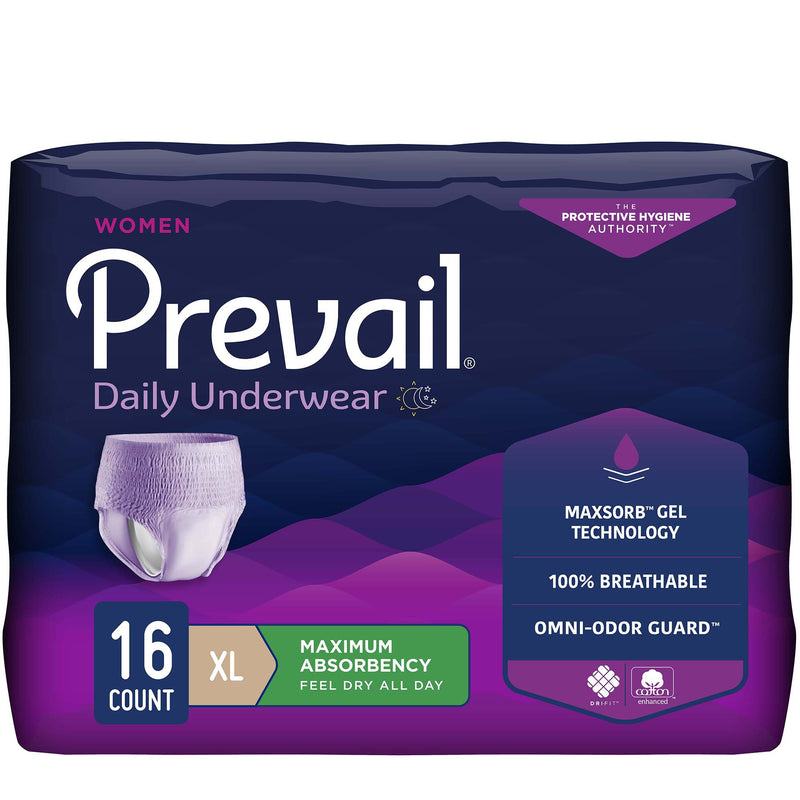 Prevail® Daily Absorbent Underwear, X-Large, Lavender, Sold As 16/Bag First Pwc-514/1