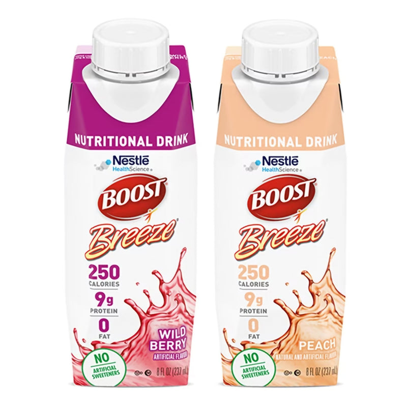 Boost Breeze® Variety Flavor (Peach, Wild Berry) Oral Supplement, 8-Ounce Carton, Sold As 1/Each Nestle 00043900402161