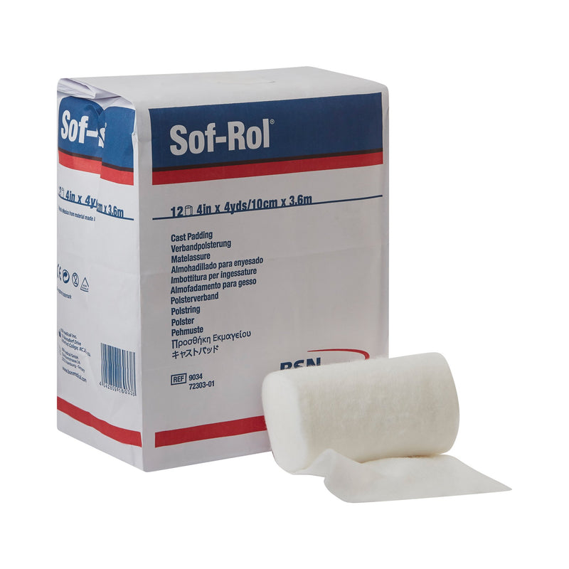 Sof-Rol® White Rayon Undercast Cast Padding, 4 Inch X 4 Yard, Sold As 72/Case Bsn 9034