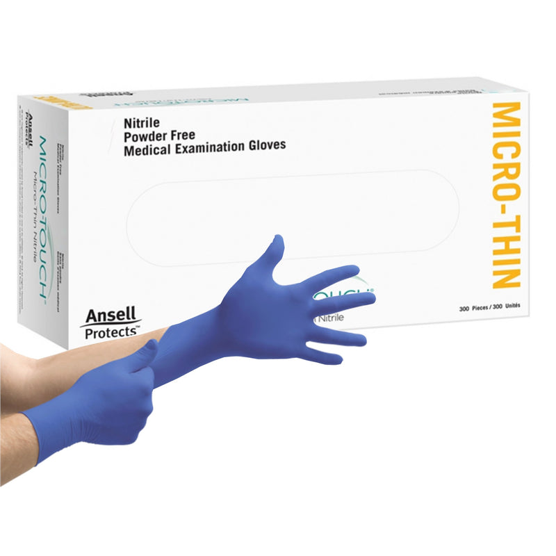 Micro-Touch® Micro-Thin Nitrile Exam Glove, Large, Blue, Sold As 3000/Case Ansell 6034313