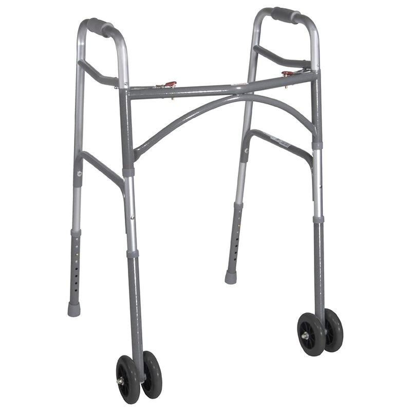 Mckesson Bariatric Folding Walker With Wheels, Height Adjustable From 32 To 39 Inches, Sold As 1/Case Drive 10220-1Ww