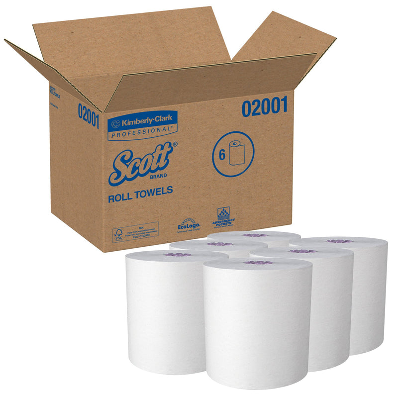 Scott® Essential White Paper Towel, 8 Inch X 950 Foot, 6 Rolls Per Case, Sold As 6/Case Kimberly 02001