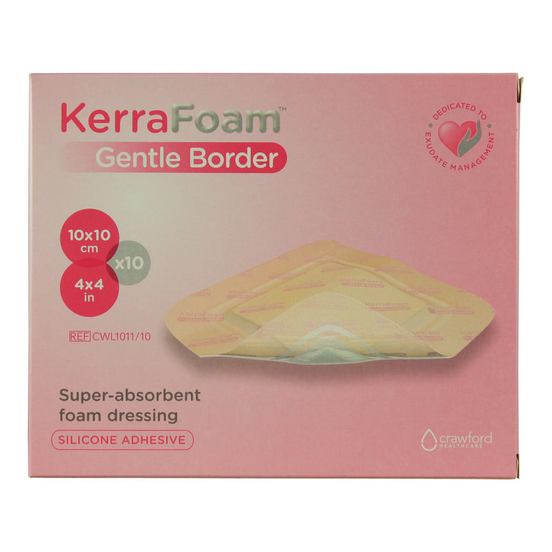 Kerrafoam™ Gentle Border Silicone Foam Dressing, 4 X 4 Inch, Sold As 10/Carton 3M Cwl1011