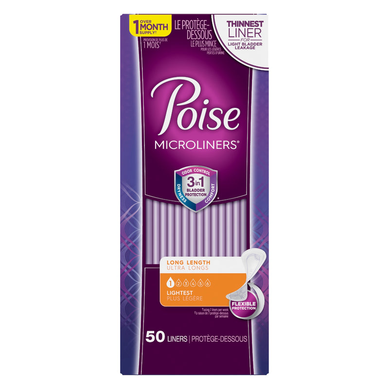 Poise® Microliners Lightest Bladder Control Pad, 6.9-Inch Length, Sold As 50/Pack Kimberly 48288