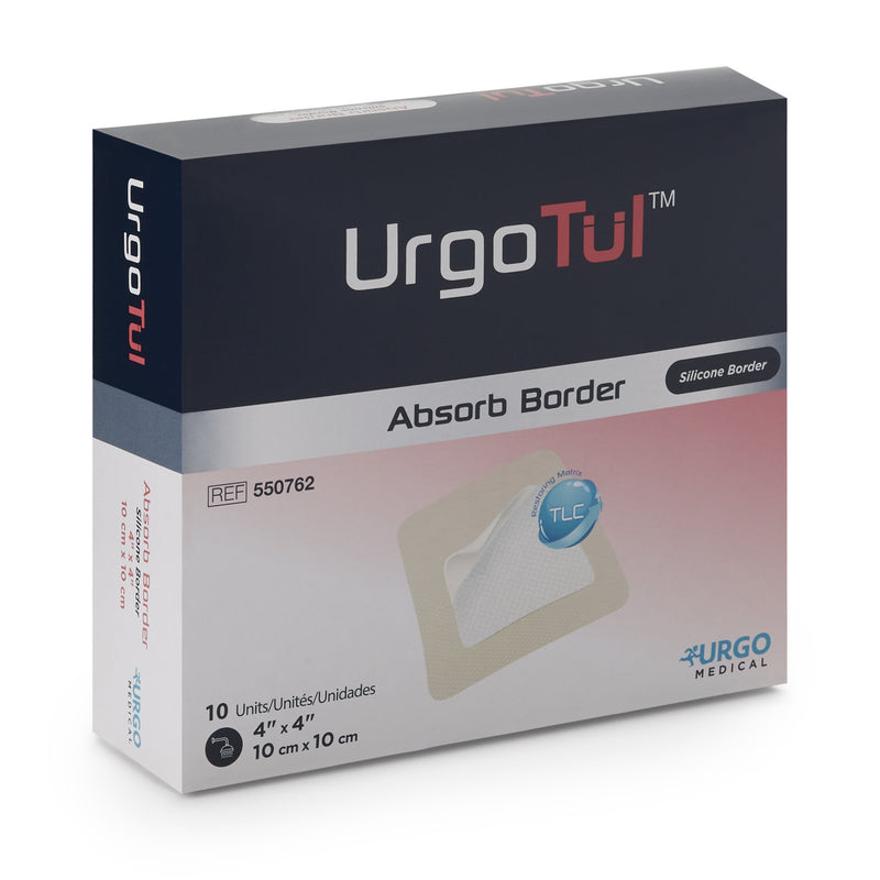 Urgotul™ Silicone Adhesive With Border Silicone Foam Dressing, 4 X 4 Inch, Sold As 10/Box Urgo 550762