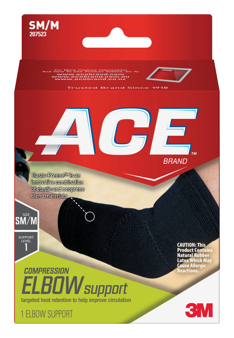 3M™ Ace™ Elbow Support, Left Or Right Elbow, Small/Medium, Black, Sold As 1/Each 3M 207523